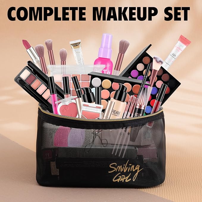 Makeup Set For Women Full Kit Includes Eyeshadow Concealer Palette Lip Gloss Lipstick Eye Pencil Makeup Brushes, All In One Makeup Gift Set For Teen, Girl And Beginner,Stocking Stuffers for Teen Girls