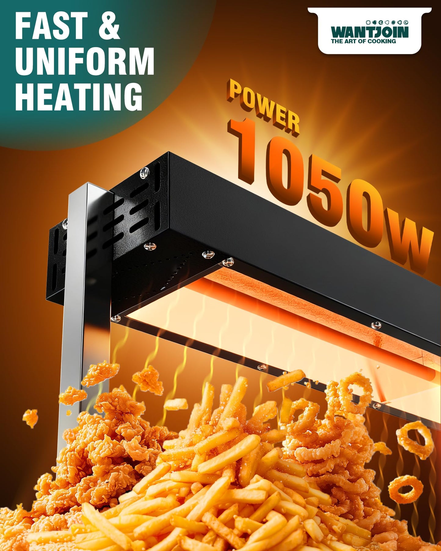 WantJoin Food Heat Lamp 36'' - 1050W Commercial Food Warmer Lamp Overhead Hanging & Standing Electric Strip Heating Lamps for Buffet Catering Restaurant Parties, Black