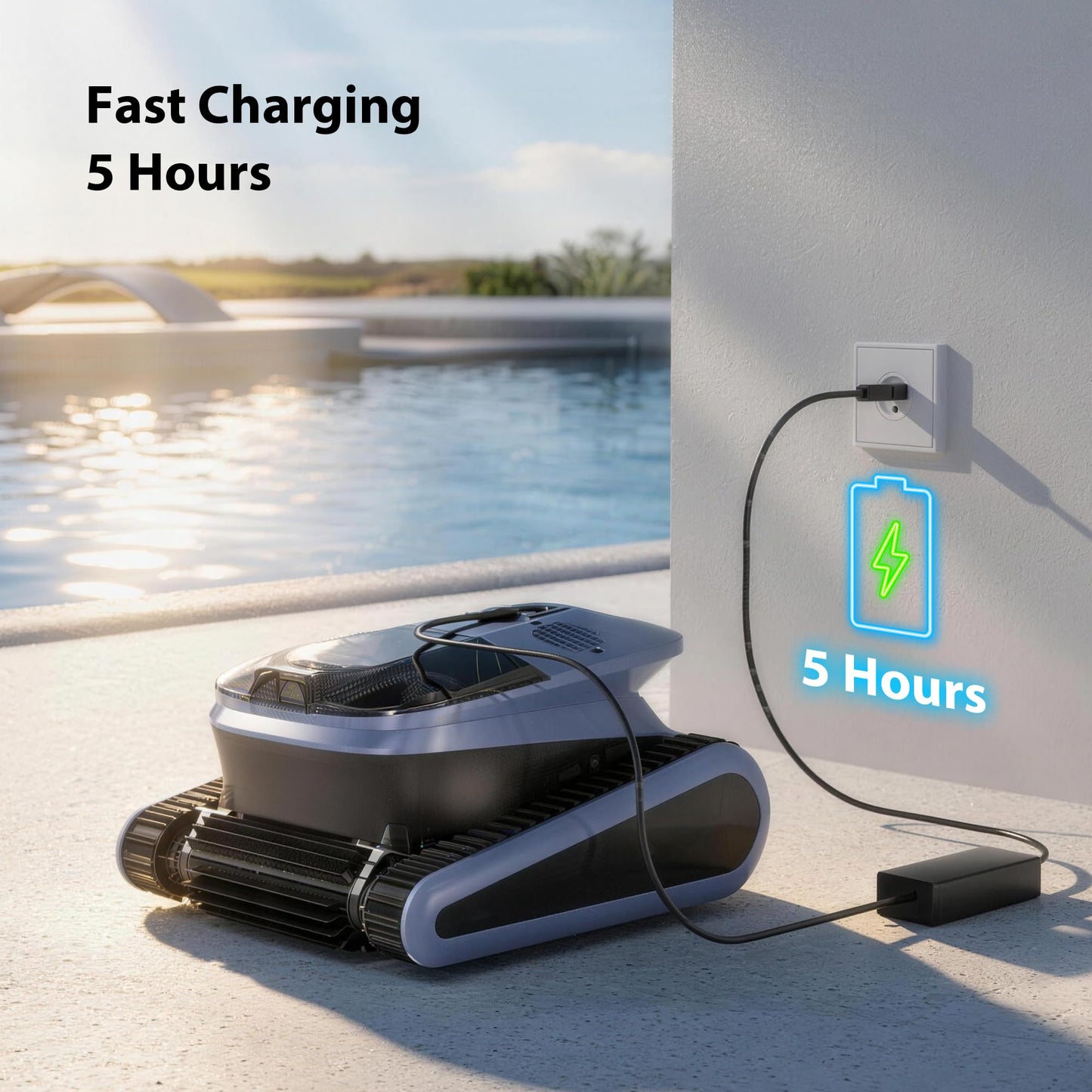 Sat40 Sonar Navigation Pool Vacuum for Inground Above Ground Pools, Climb Stairs Pool Cleaner with 4 Modes, Powerful Suction, Self-Parking, Wall&Waterline Cleaning Pool Robot, Clean Up to 2150 Sq.Ft