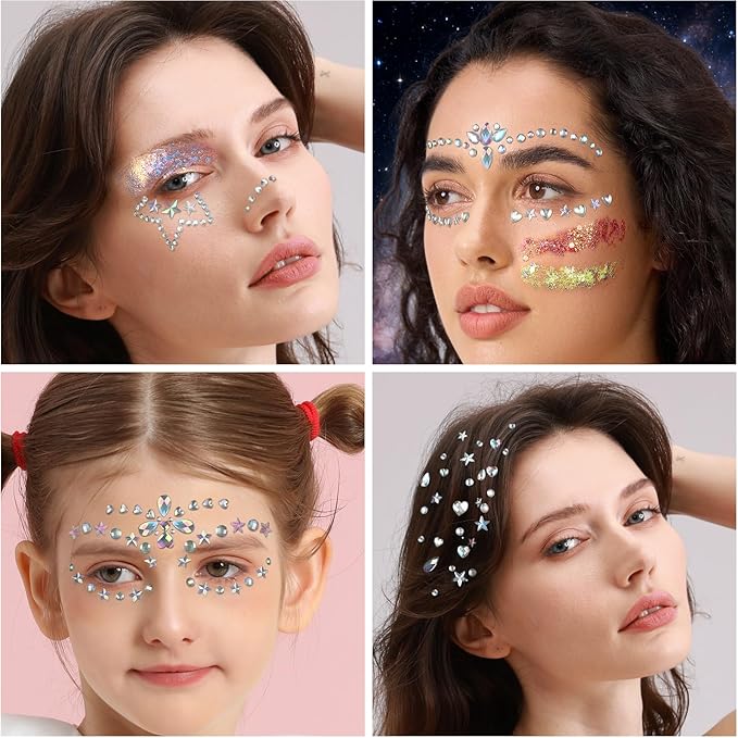 YGDZ Glow in The Dark Body Glitter, Face Glitter Gel, Mermaid Face Gems Kit, Hair Glitter Jewels for Halloween Makeup, Festival Outfits for UV Black Light Party, Rave Accessories for Women