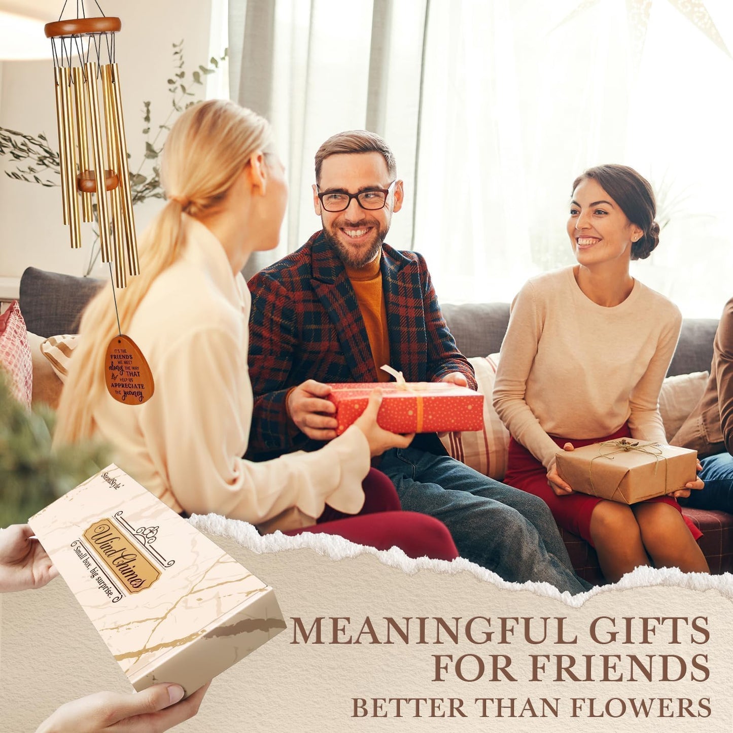 SteadStyle Friendship Gifts for Women, Wind Chime for Best Friends, Friend Gifts for Men - Wonderful Friendship Presents for Special Women BFF Garden Decoration