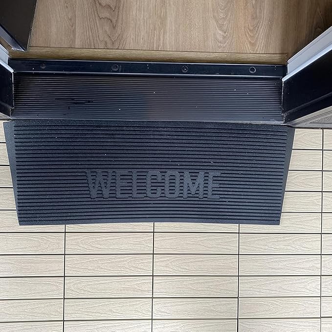 EZ-ACCESS TRANSITIONS 1.5 Inch Low Pile Transitional Non Slip Rectangular Rubber Angled Welcome Entry Mat Ideal for Indoor and Outdoor Use, Black