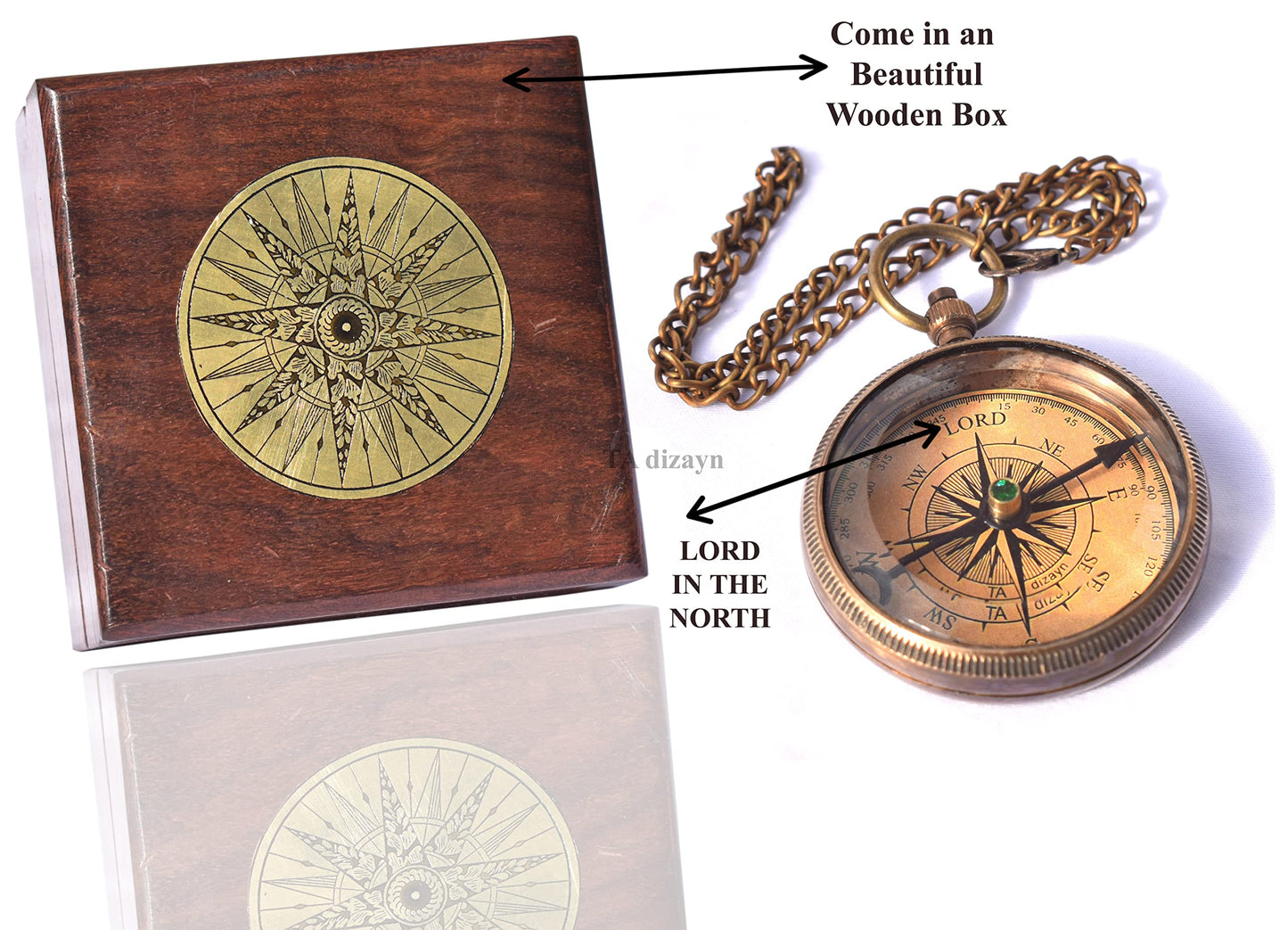 Trust in The Lord with All Your Heart -Proverbs 3: 5-6 Quote Engraved Compass with Wooden Box, Greeting Card, Gift Compass, Graduation Day Gifts 2024 Compass for Women Mens Boy Girls