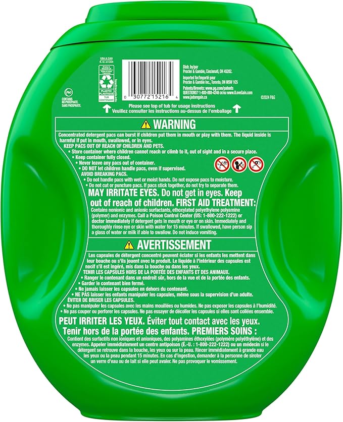 Gain Flings Ultra Oxi Laundry Detergent Pacs, 102 Count, Waterfall Delight Scent, with Odor Defense, concentrated laundry soap pacs