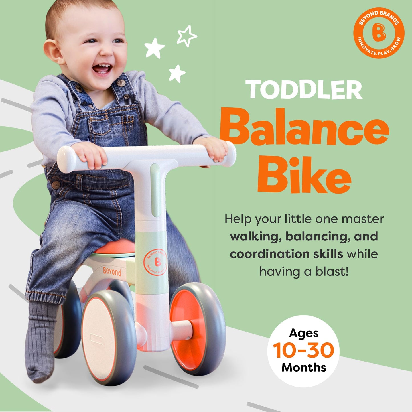 Balance Bike with Headlight- Lightweight & Modern Design | Toys For 1 Year Old Boy & Girl- Safe, Easy Build Toddler Bike, First Birthday Gift- Baby Toys 12-18 Months, Non-Slip Wheels, Parent-Approved