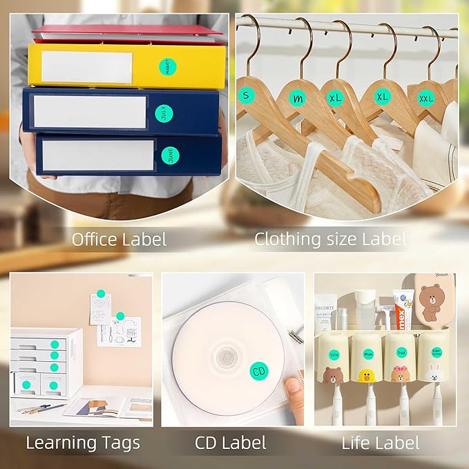 0.75 Inch Multi - Purpose Labels,1000 PCS 3/4" Aqua Labels for Classroom, Papers, Market, Price Tags, and Library Book Dots. Non - Printable Round Colored Stickers