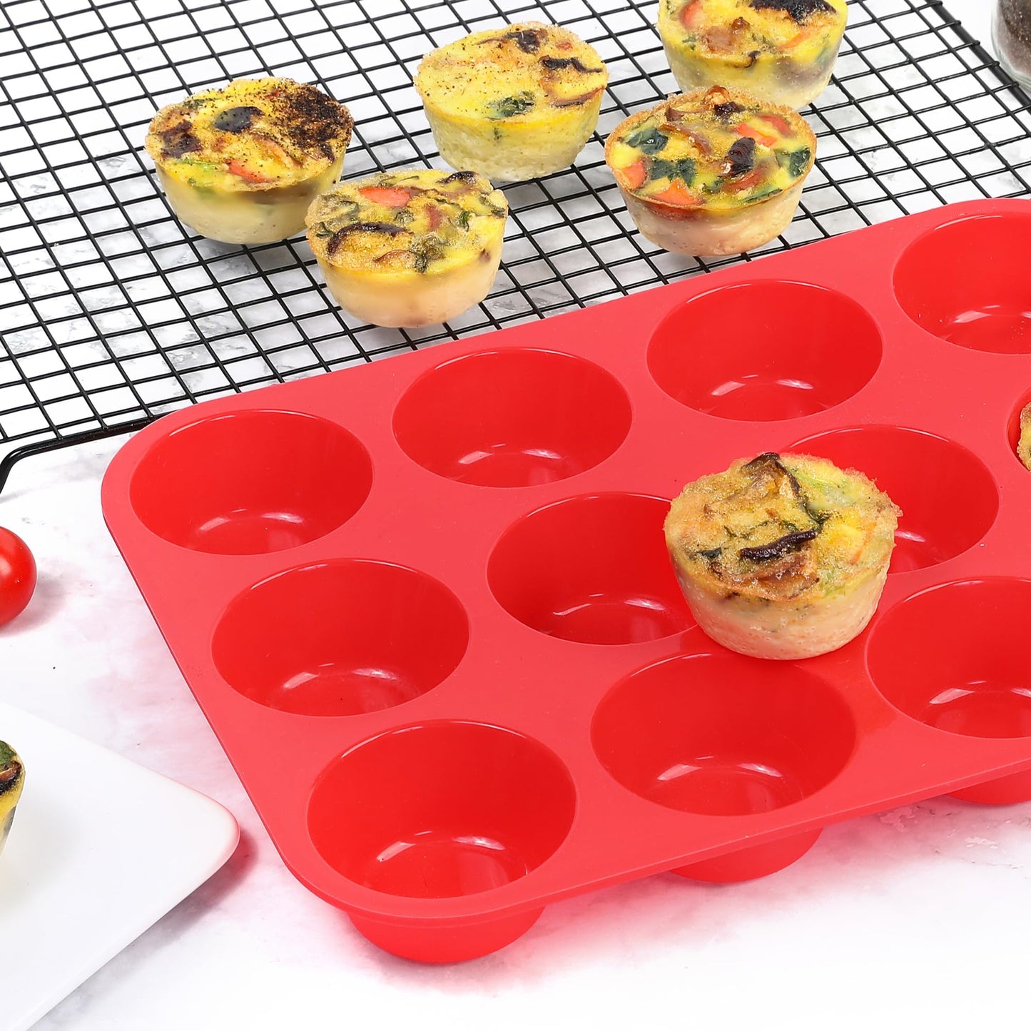 CAKETIME Silicone Muffin Pan, 12-Cup Cupcake Pan for Baking 3 Pack Nonstick Food Grade Silicone Muffin Tray