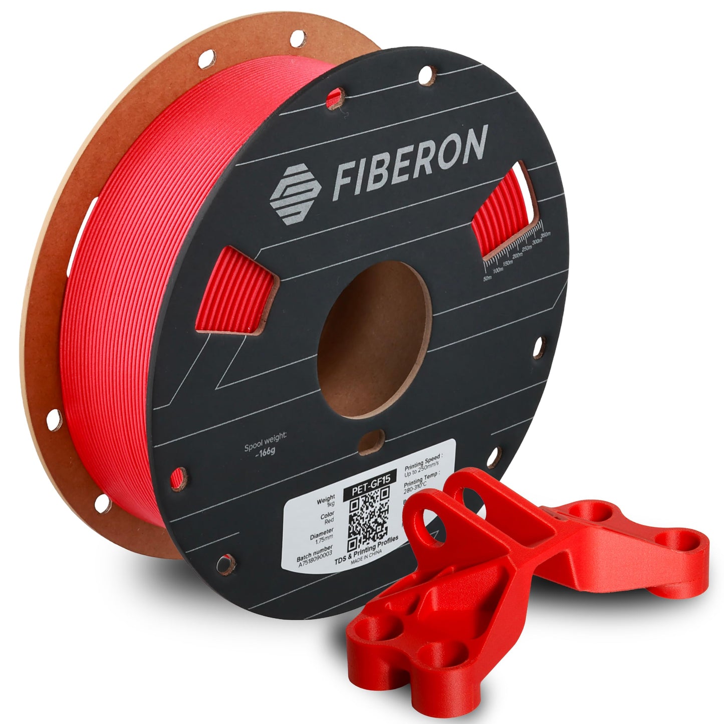 Polymaker Fiberon Red PET-GF15 3D Printer Filament 1.75mm 1KG, 15% Glass Fiber Reinforced, High Strength & Heat Resistance, Idea