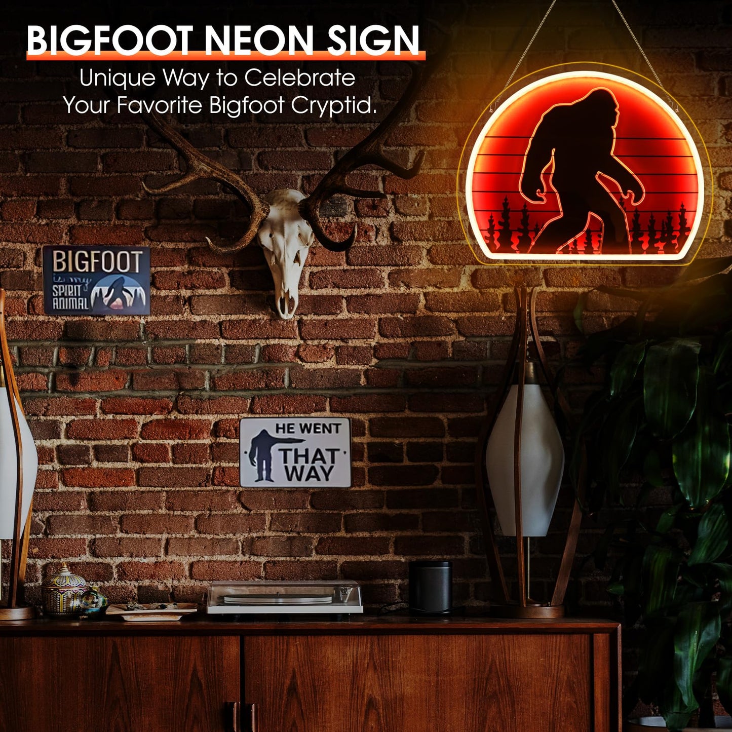 ReyeeInc Bigfoot Neon Sign, Bright Dimmable USB Powered Sasquatch Neon Lights Sign and Unique UV Printed Funny Big Foot Sasquatch Gifts for Men Women Adults Kids Bigfoot Lovers Wall Art Decors