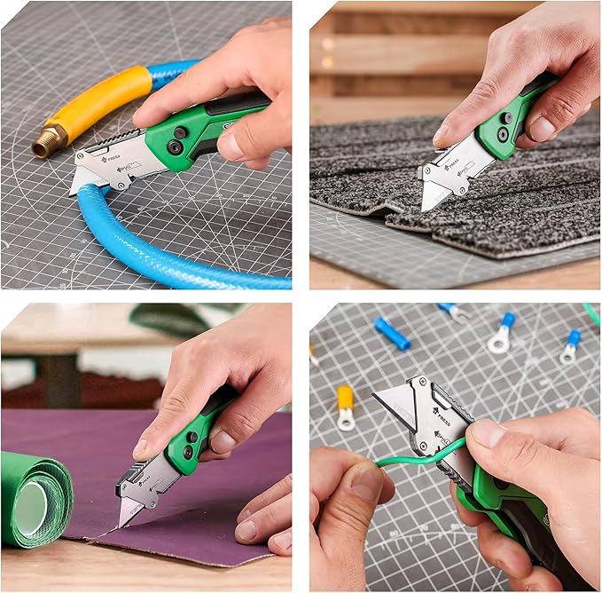 SK Folding Utility Knife with Additional Wire Cutter, Quick Change Box Cutter, Blade Storage in Handle, Extra 4 SK2M Blades Included