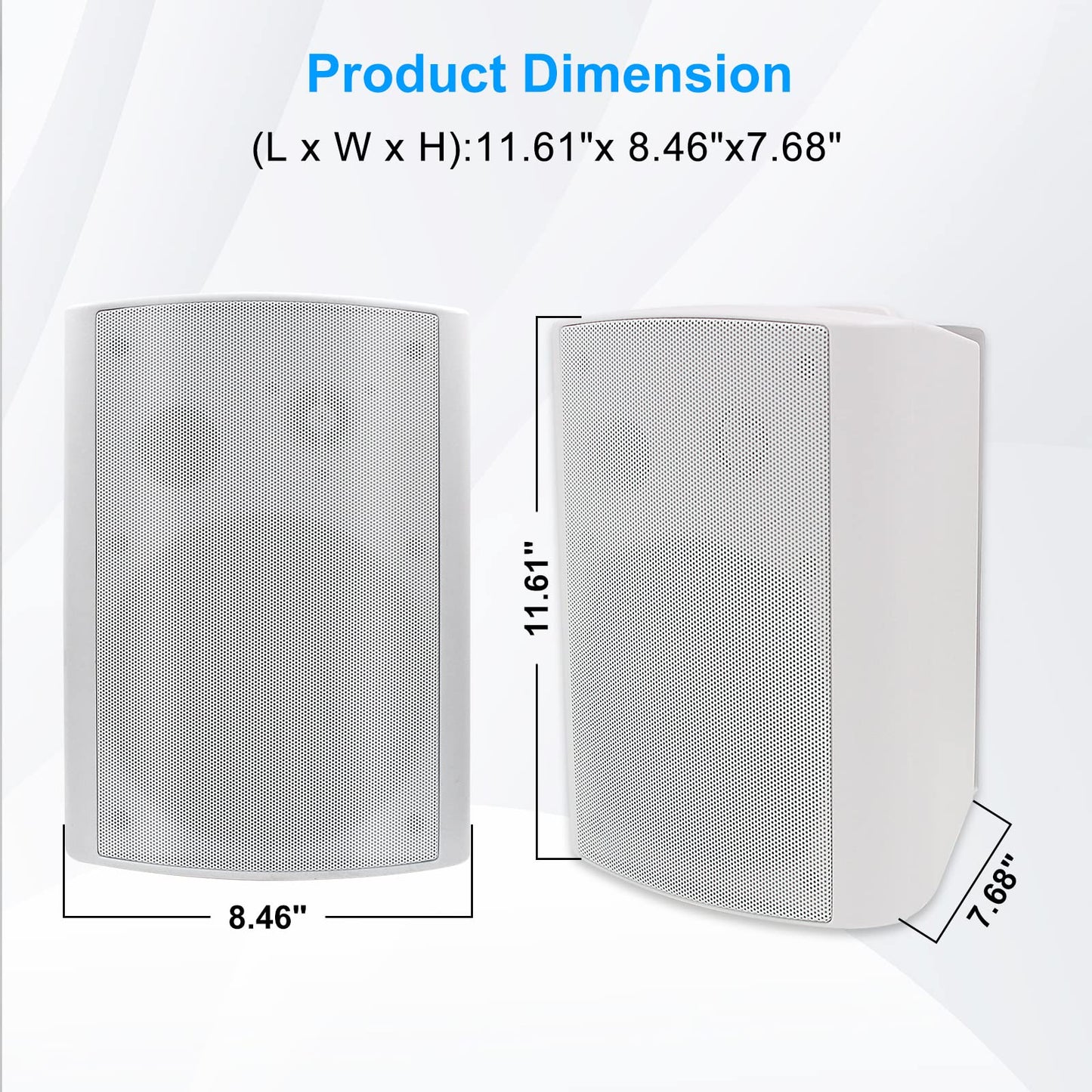Herdio 6.5 Inches Outdoor Bluetooth Speakers Waterproof With Powerful Bass,Wall Mount Speakers Wired Weather Resistant For Patio