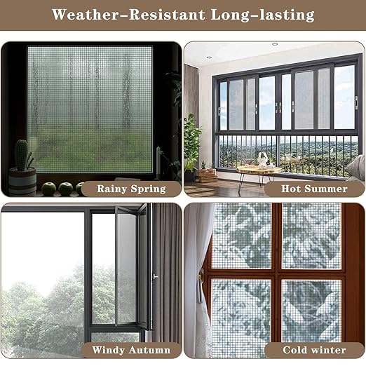 16 Sheets Window Screen Patches Repair Kit Black 4 Sizes Window Screen Repair Kit for Mesh Screen Door High-Strength Adhesive Fiberglass Quick Screen Repair Tape