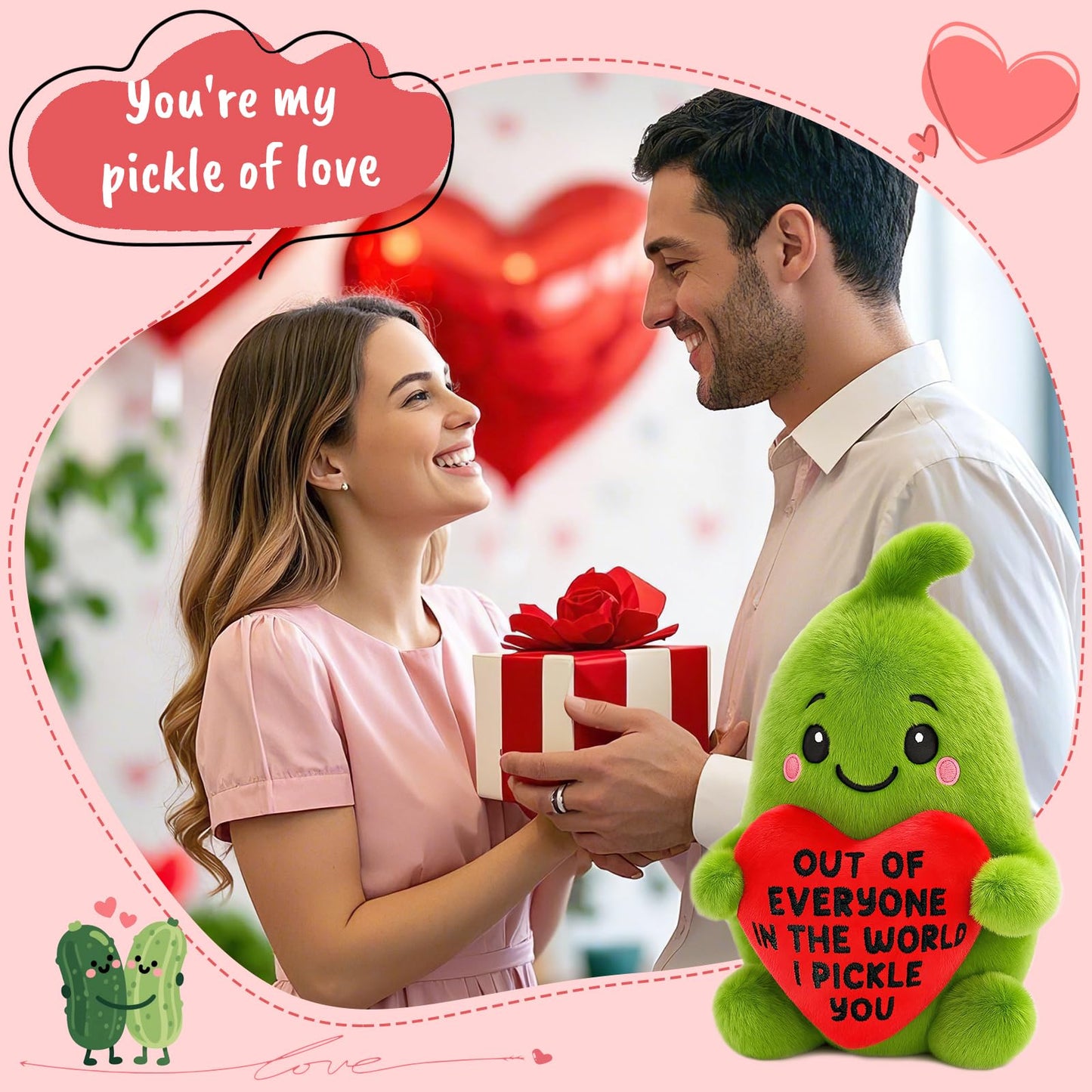 Anniversary Birthday Gifts for Women Men Christmas Boyfriend Girlfriend GF Wife Husband Couples Valentines Funny Gift for Her Him, Pickle with Heart To My Love Fathers Mothers Day I Love You Gifts