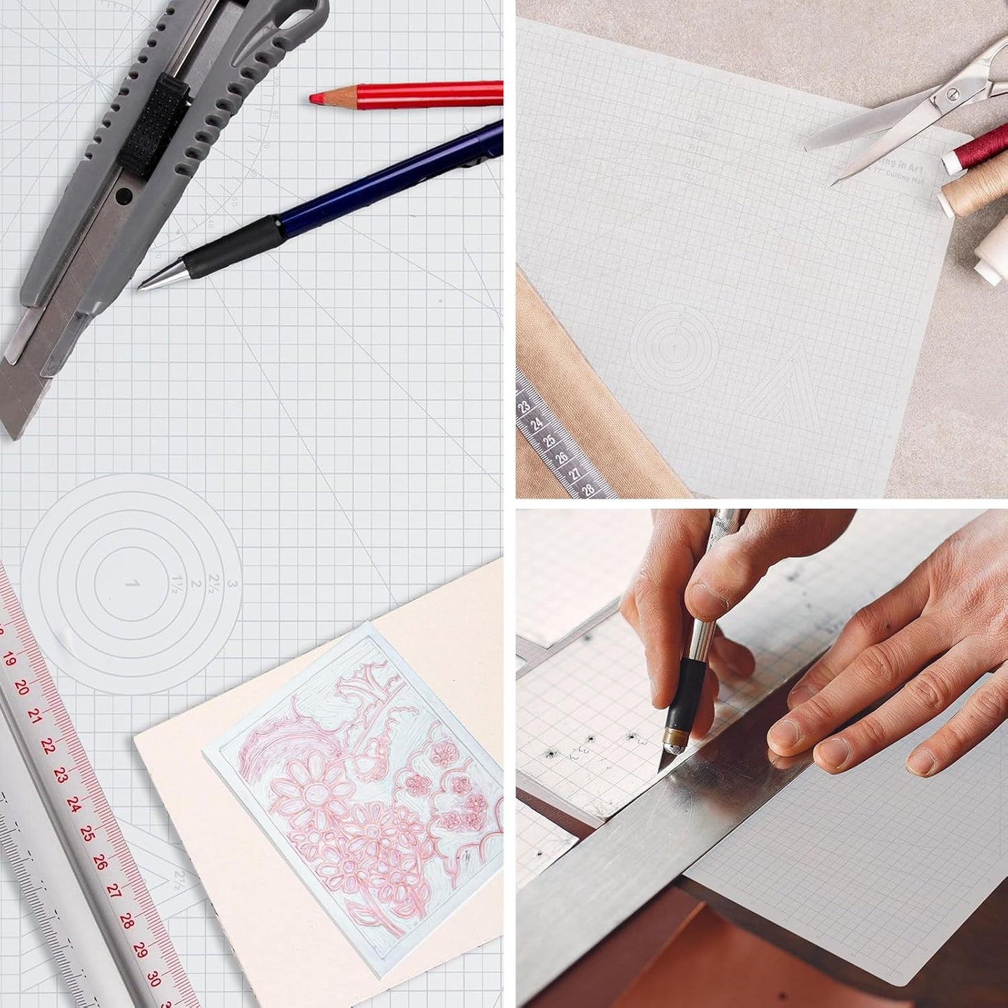 Falling in Art Self Healing Cutting Mat, 18x24" Cutting Mats for Sewing, Double-sided 5-Ply Fabric Cutting Board for Crafting, Quilting and Sewing Projects, White