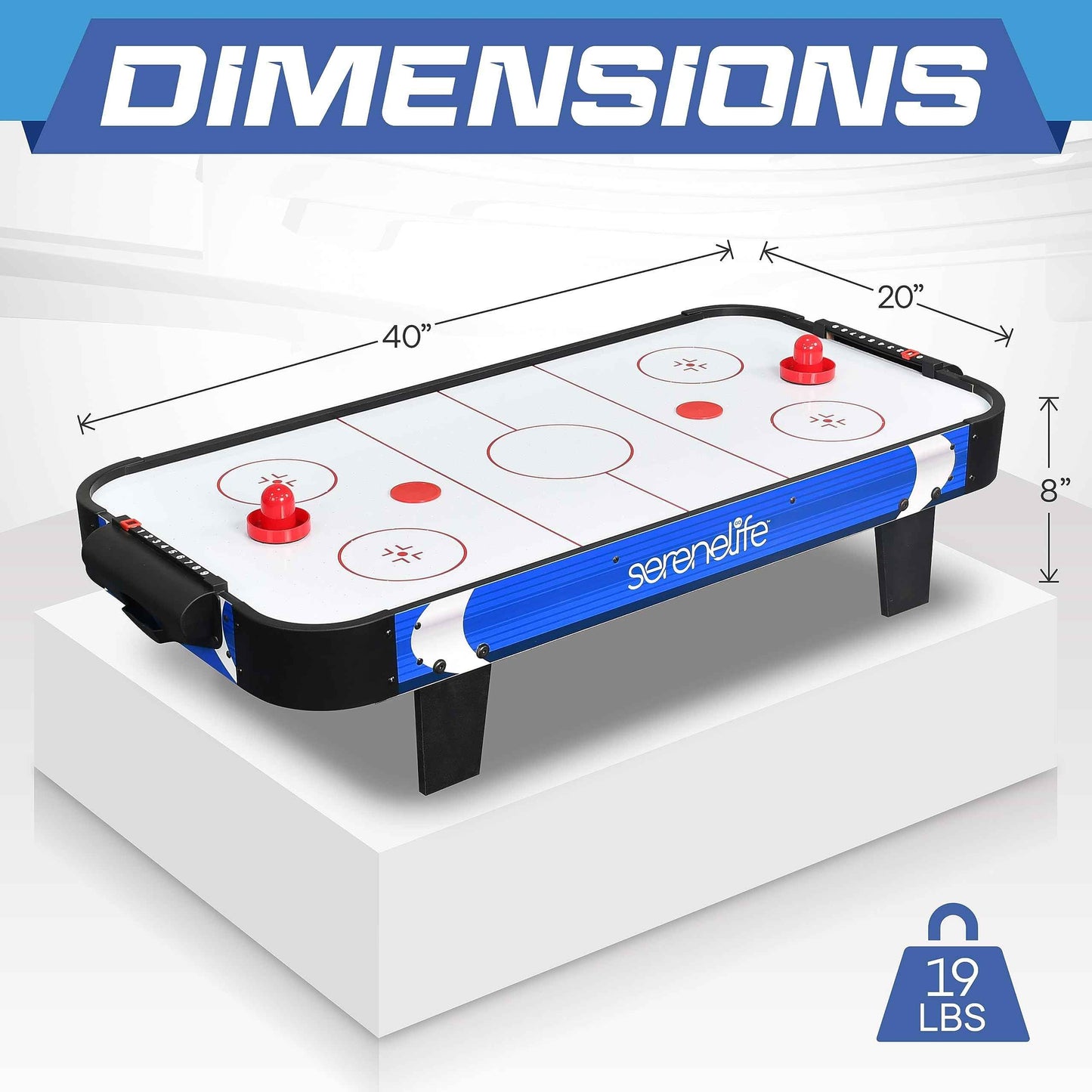 SereneLife 40" Air Hockey Game Tabletop, w/Fastest Game Play Upgraded 110v Motor, Built-in Score Tracker & Puck Dispenser, Accessories