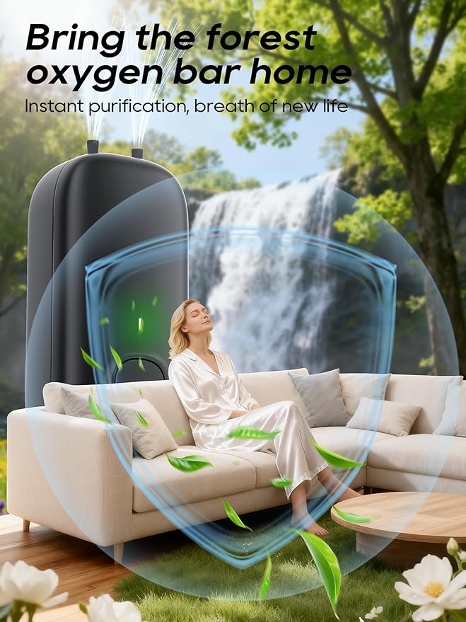 Plug In Negative Ion Air Purifiers Quiet Air Freshener for Bedroom Office Basement - Portable Mini Air Cleaner Odor, Dust, Pet Smell (black)