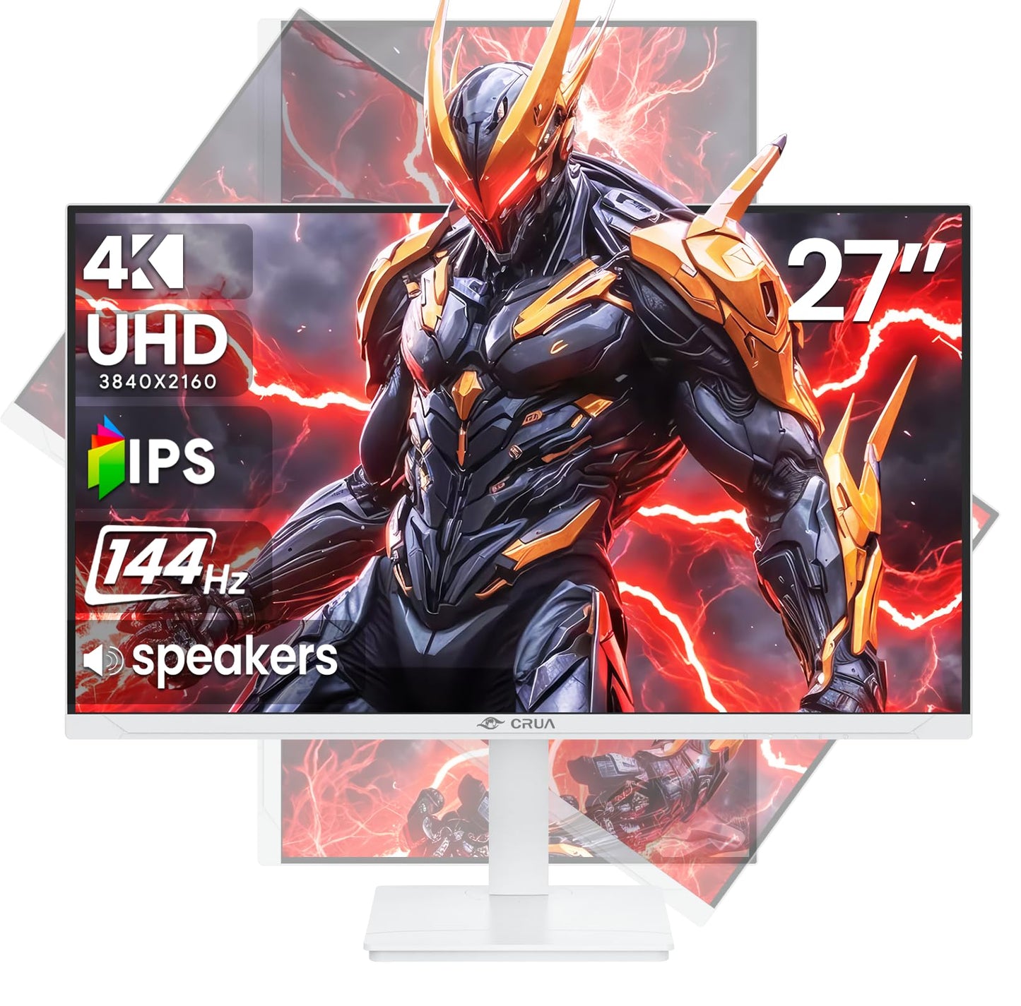 CRUA 27 Gaming Monitor, 144Hz 4K UHD(3840*2160P) IPS Screen, Supports Height/Pivot/Rotating/Tilt Adjustable Vertical Monitor, AM