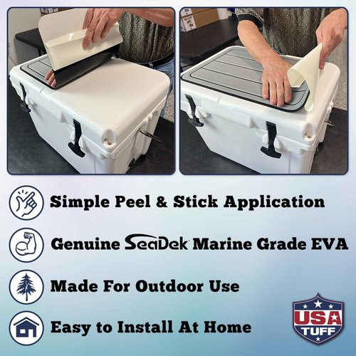 USATuff SeaDek EVA Mat Cooler Pad fits YETI 35 Tundra | Peel & Stick Application | Non Slip Comfort Accessories - Bonefish Skeleton (Black-StormGray)