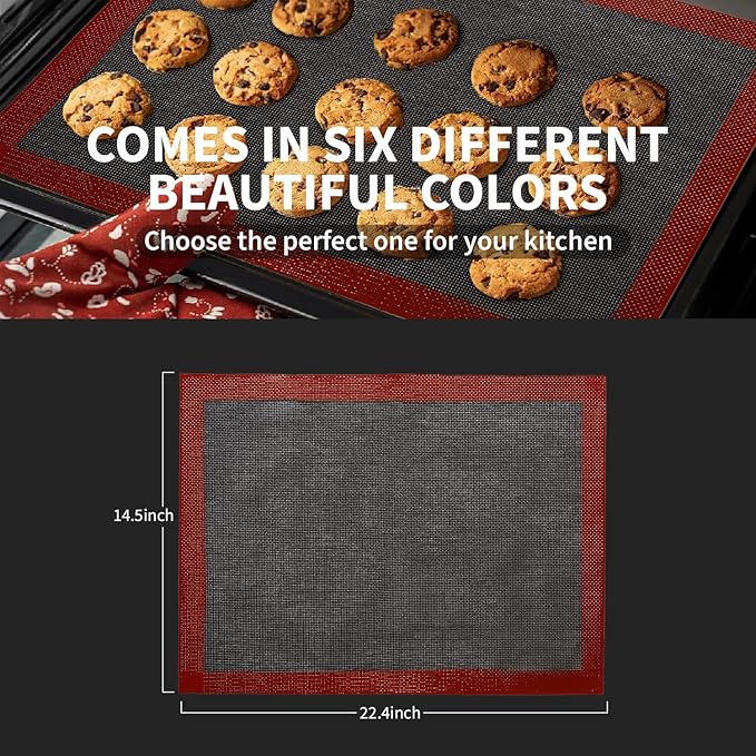 Silicone Baking Mat - Non Slip Silicone Baking Sheet, Non Stick Reusable Silicone Mats for Baking, Oven Liner, Counter Mat - Half Sheet Baking Mat(2, 22 * 15)