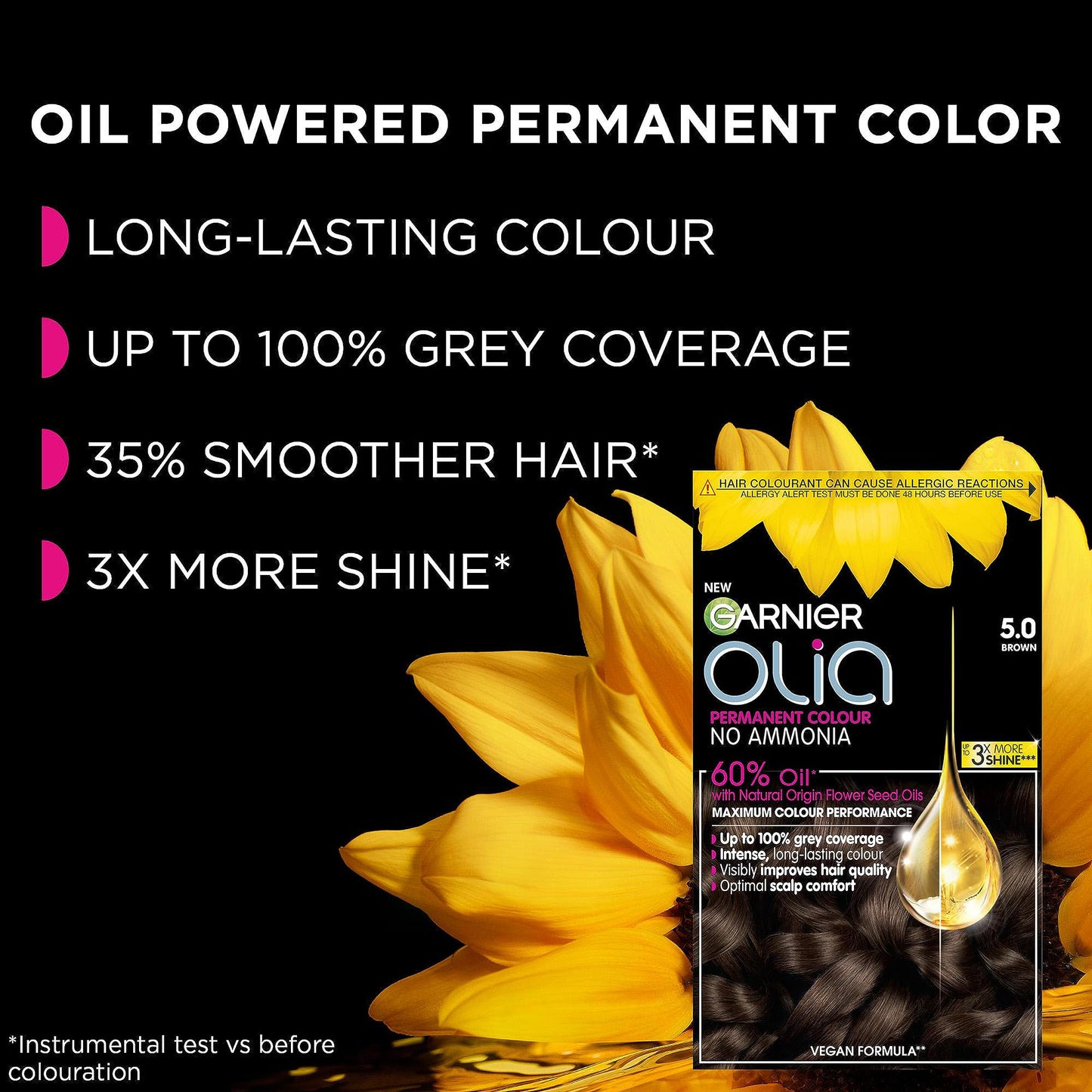Garnier Olia Light Brown Permanent Hair Dye, No Ammonia for A Pleasant Scent, Up To 100% Grey Hair Coverage, Maximum Colour Perf