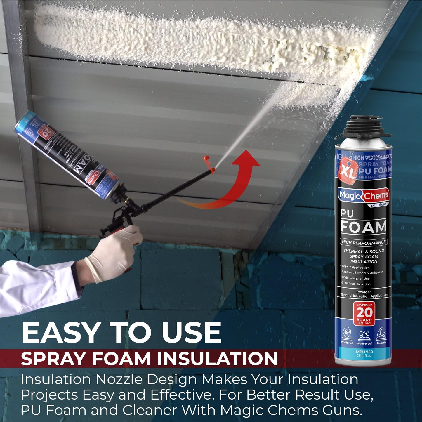 Spray Foam Insulation Can (1 Pack-25.4 oz) Expanding Foam Sealant for Thermal & Acoustic Insulation, Closed Cell, High Density Spray Foams, Covers up to 20 Board feet/sq. ft.