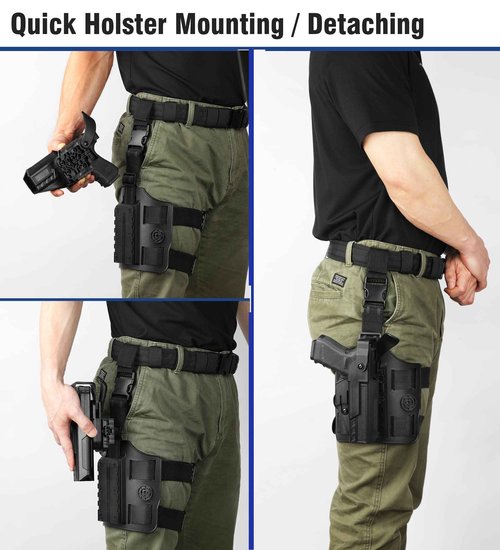 Drop Leg G19 Level 3 Retention Duty Holster for Gen 1-5 Glock 19/17, Glock 23/32(Not for Gen 5), Glock 45/44/19X, Law Enforcement Duty Belt Gun Holster, Adjustable Retention Tactical Thigh Holster