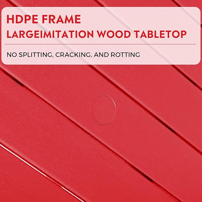Costaelm Patio Conversation Set, Patio Chairs Set of 5 Balcony Firepit Furniture Outdoor Adirondack Square Table and Chair Backyard Furniture Set for Lawn Porch Pool Garden, Red