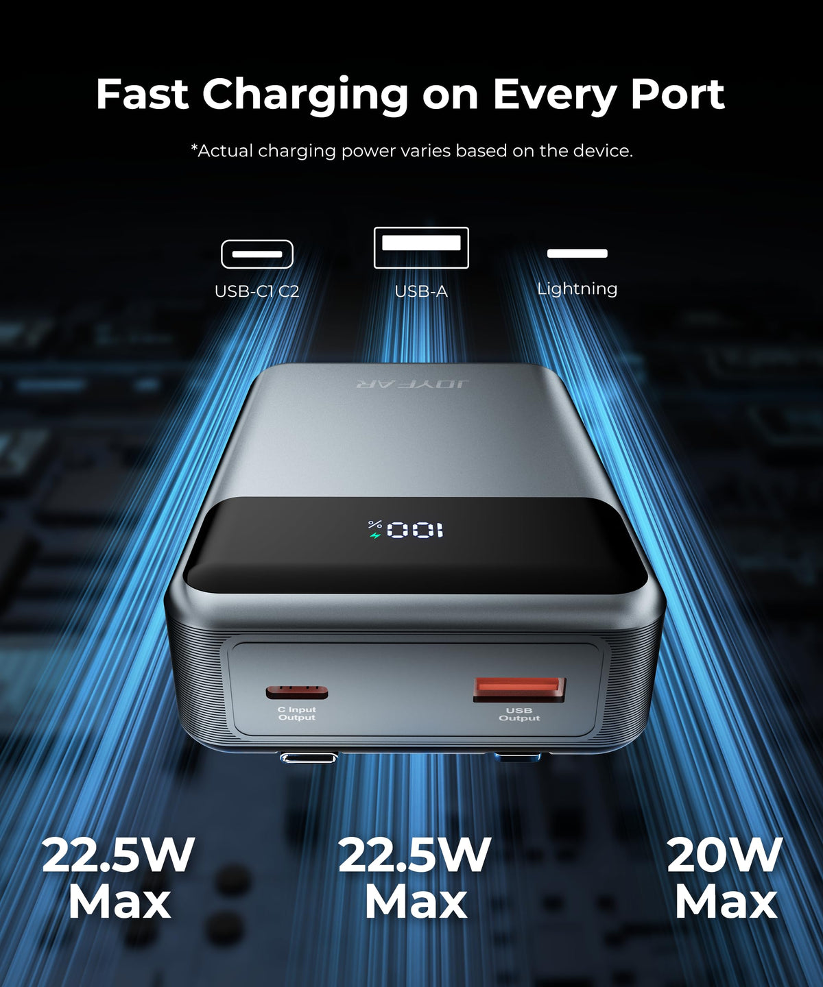JOYFAR Portable-Charger-Power-Bank Travel Essentials Battery Pack USB C 30000mAh Built in Cable 22.5W Phone Fast Charging Powerbank Compatible with iPhone 16 15 14 13 12 11 iPad Samsung Google Xiaomi