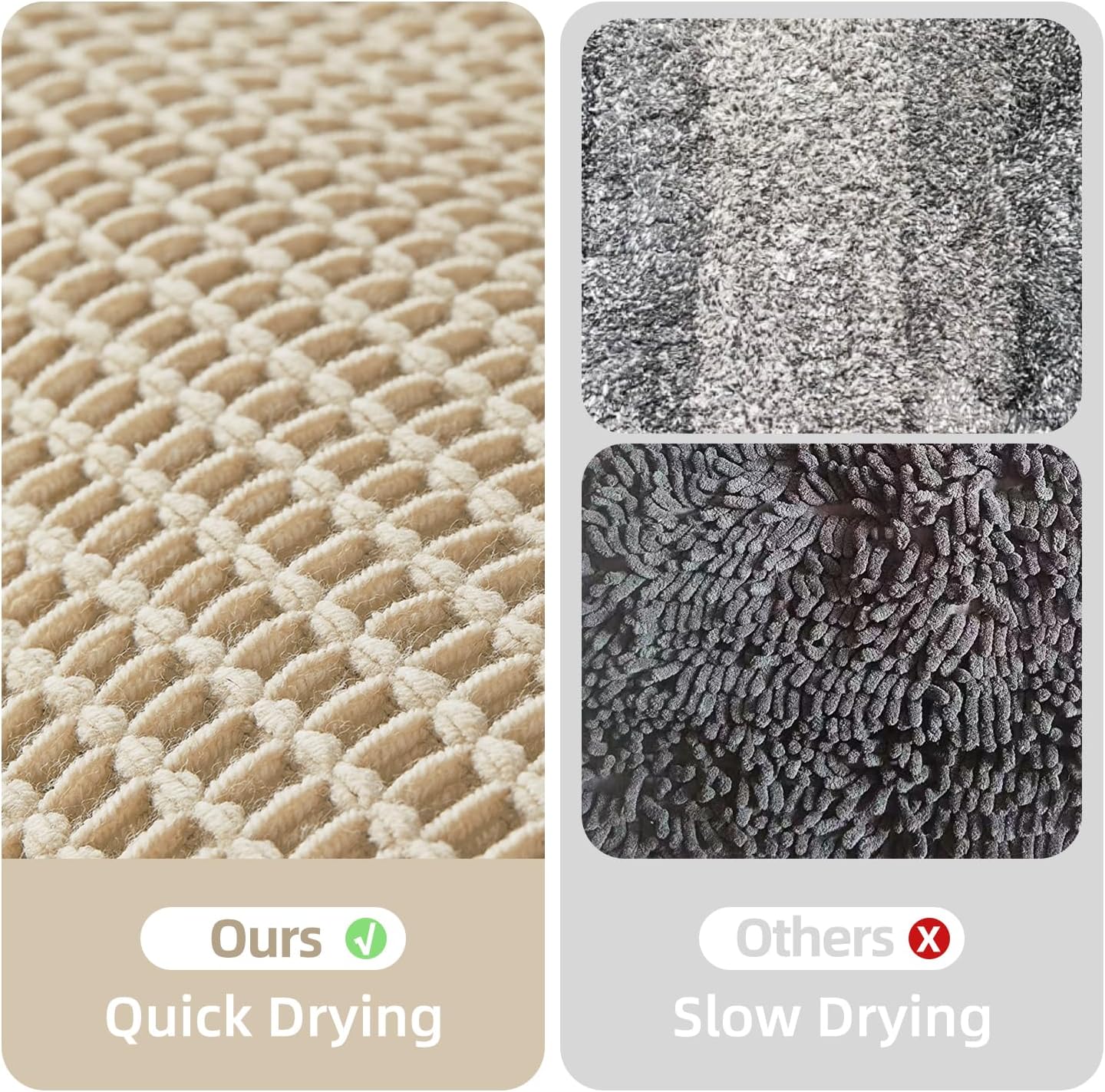 Pale Beige Bathroom Rug, Waffle Bath Mat Non Slip Washable Super Absorbent Quick Dry Boho Farmhouse Bathroom Decor, 30''x20'' Pale Beige