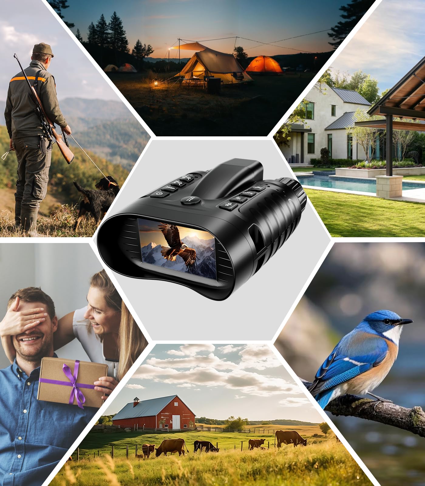 Zivolixd 4K Night Vision Binoculars with 350m Rangefinder, 36MP Infrared Goggles for Adults, 500m Viewing in Total Darkness, 32G 4500mAh Battery & 8X Zoom for Hunting, Camping & Security