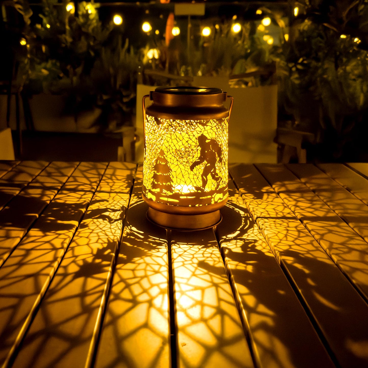 OFEWPAGA Bigfoot Solar Lanterns Outdoor Waterproof, Big Foot Sasquatch Gifts for Women Men, Hanging Solar Lights for Yard, Patio, Garden Decor