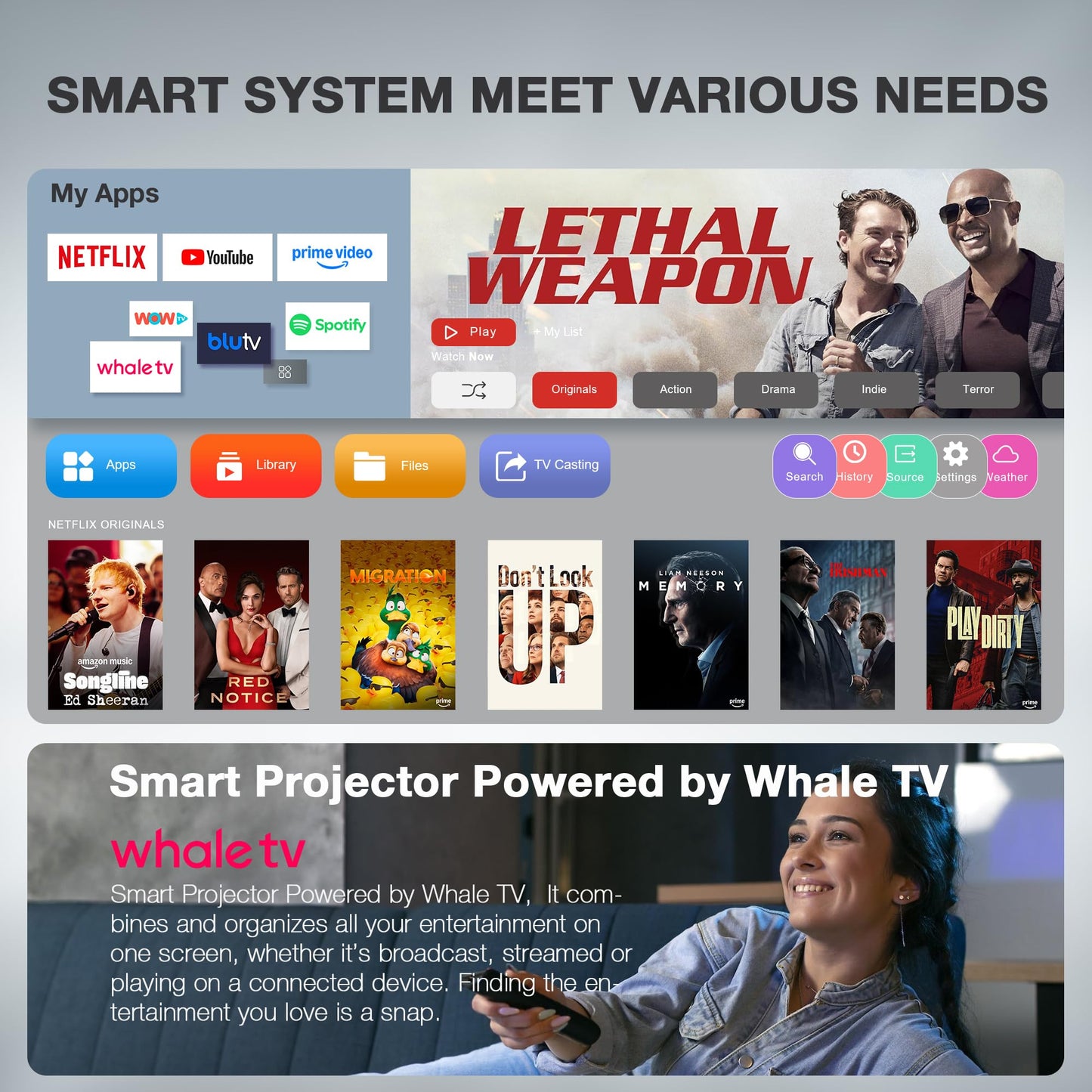 【Officially-Licensed APP & 1800ANSI】Smart Mini Projector with WiFi and Bluetooth, VISSPL Native 1080P Auto Focus & Keystone Portable Outdoor Projector, 4K Support Home Movie Projector Sliver