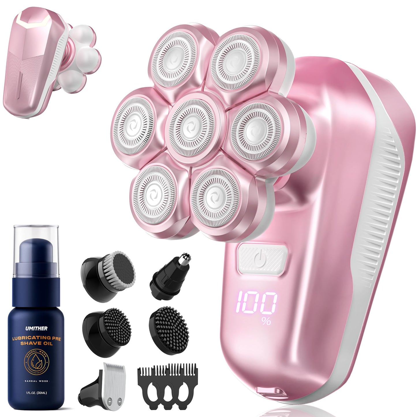 Electric Shaver for Women, Electric Razor with 7D Magnetic Shaver Heads, Wet Dry Waterproof Bald Head Trimmer Kit for Women & Me