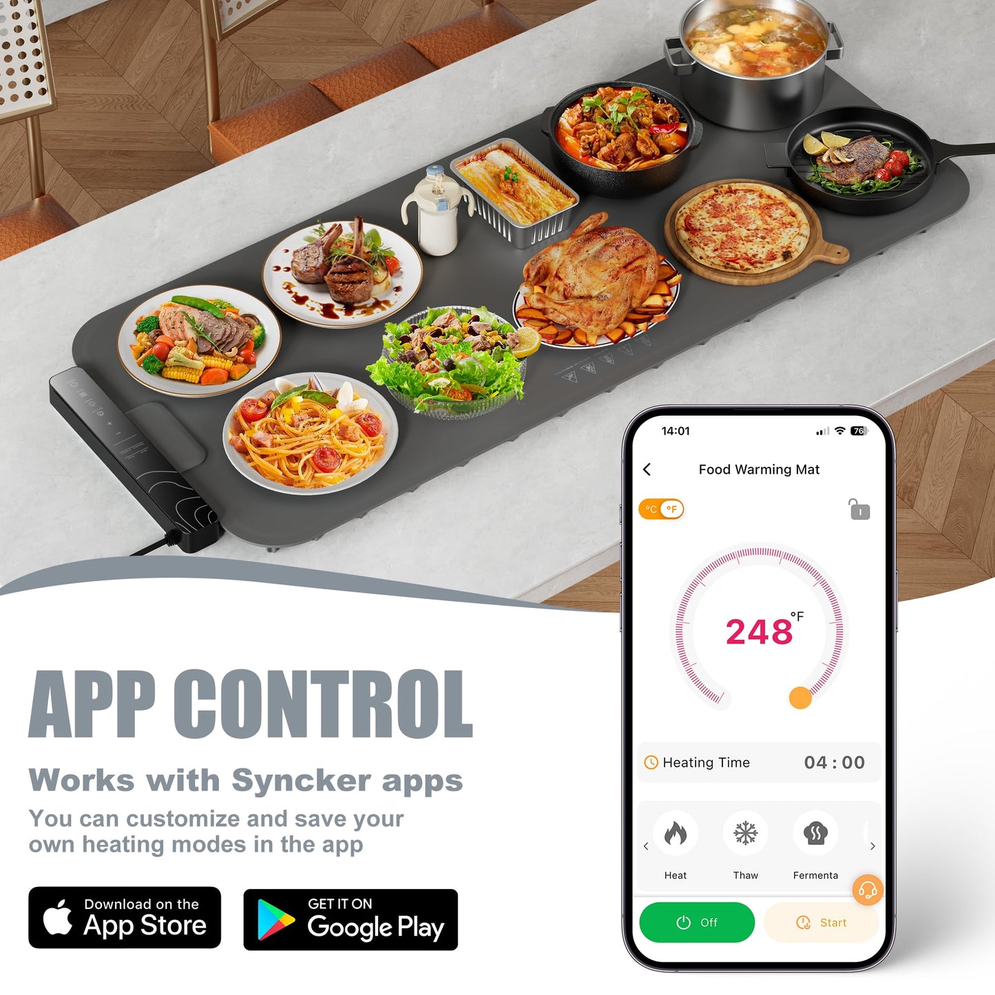 ๐ก๐ฒ๐๐ฒ๐๐ Warming Mat for Food XXL 37โx15โ Food Warming Mat 10s Fast Heating Pad with APP Control Electric Warming Tray for Parties Buffet 99h Timer Portable Countertop Food Warmer Christmas Gift