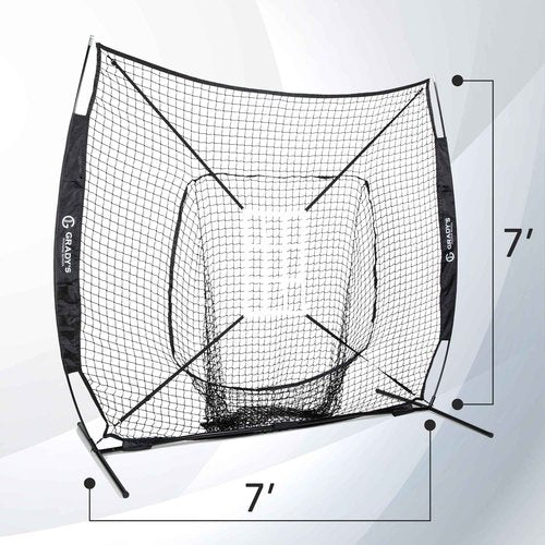 Ultimate Training Bundle-Hitting/Pitching 7x7 Net with Strike Zone | Adjustable Tee | Ball Caddy | 3 Soft-Shell Training Balls