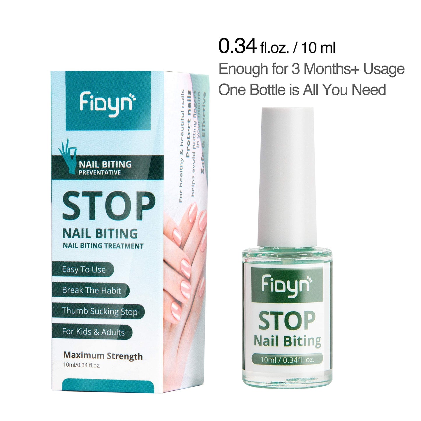 Fidyn No Bite Nail Polish, Nail Biting Treatment with Bitter Polish to Help Quit Nail Biting For Life and Also Help Stop Thumb S