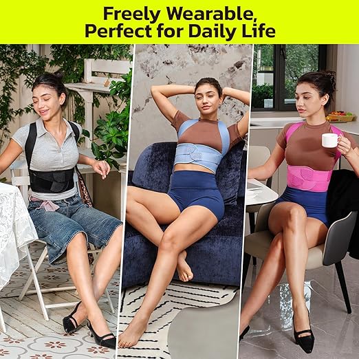 Posture Corrector for Women - Lightweight and Breathable Back Brace for Pain Relief, Rounded Shoulders and Hunchback, Compact & Portable with Fashionable Design, Invisible Under Clothes Black M