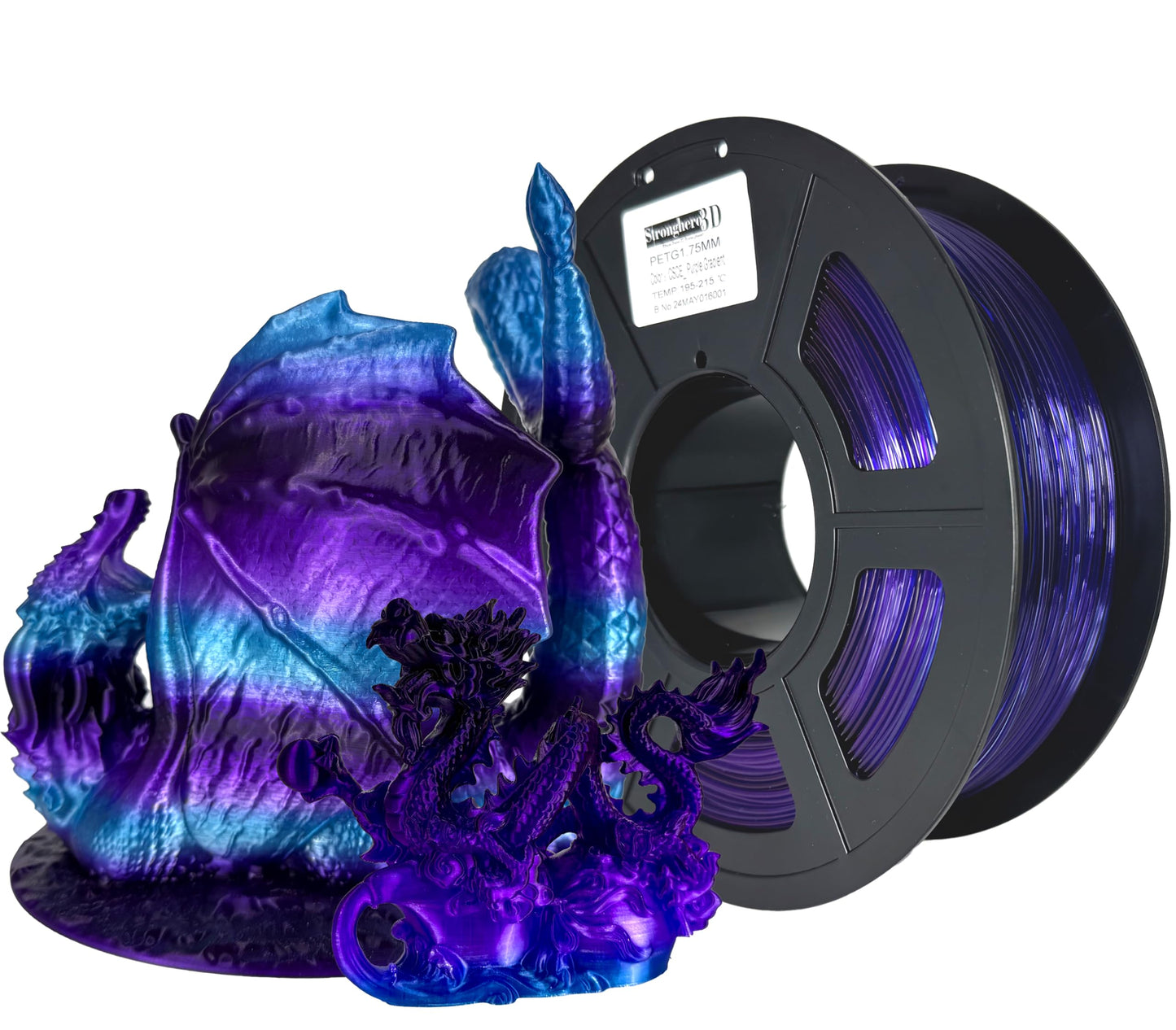 Stronghero3D PETG 3D Printer Filament 1.75 mm,Core Shell Co Extruded, Purple Gradient,Accuracy +/- 0.05 mm net Weight 1 kg for E