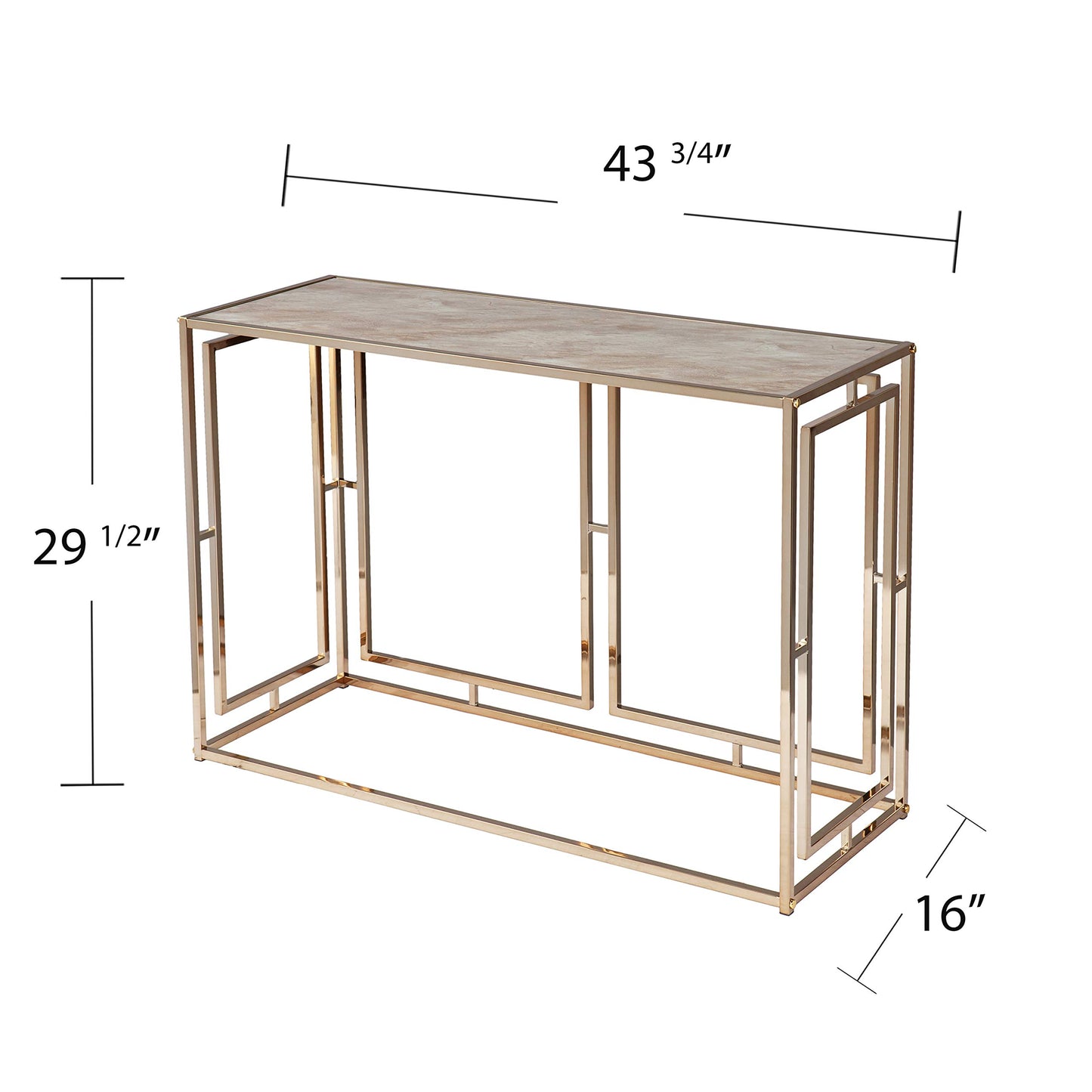 SEI Furniture - Simondley Faux Marble Console Table - Transitional Design, Champagne Metal and Glass - Ideal for Entryway, Living Room (CK1125003)