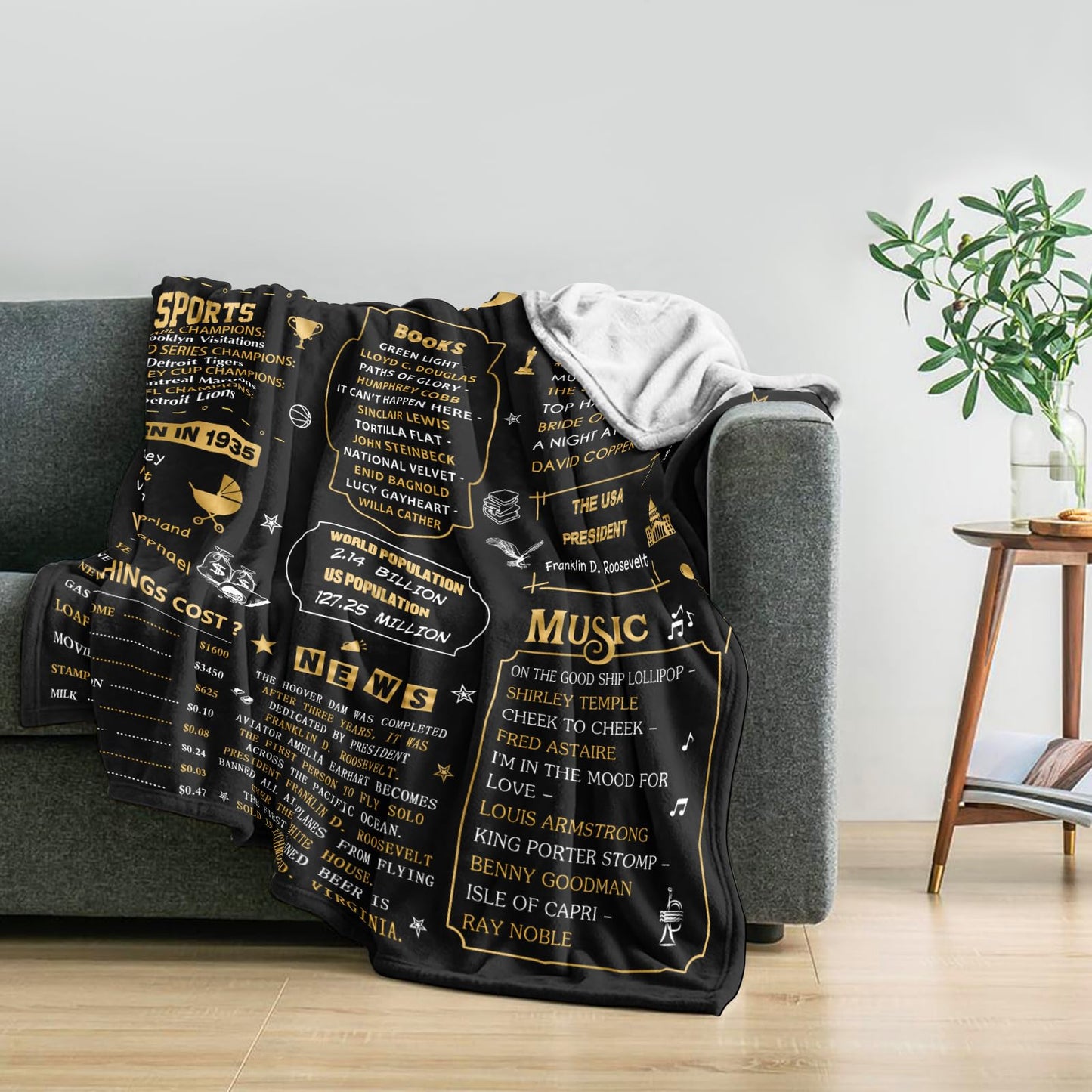 Neuturs 90th Birthday Blanket Gifts for Women Men, 90th Birthday Decorations for Women Men, Best 1935 Gifts for 90 Year Old Woman Man, Happy 90 Birthday Gift Ideas Decorations Blanket 60"X50"