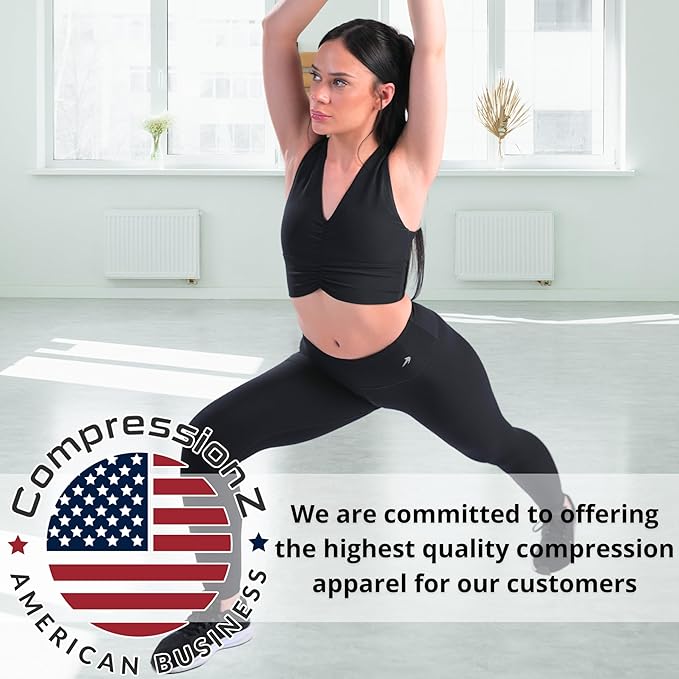 CompressionZ Women's Compression Leggings High Waisted Performance Shaping Gym, Pilates, Travel, Yoga, Workout Pants