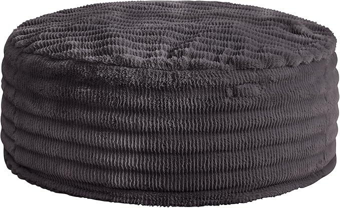 Hobestluk Bean Bag Chairs Beanbag Chair with Filler Adult Bean Bags with Fluffy Ripple Cover, Giant Bean Bag Chairs for Adults (Dark Grey, 5FT - 50" x 50" x 24")
