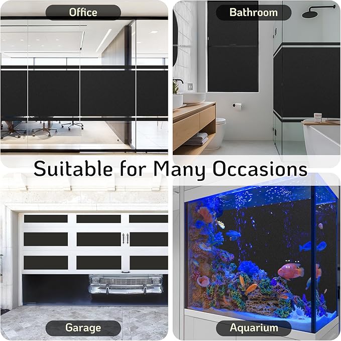 LUTE Blackout Window Film, Room Darkening Sun Light Blocking Window Tint for Day Sleep Black Out Shades, Frosted Privacy Coverings for Glass,UV Blocking Blackout Clings, 35.4" X 78.7"