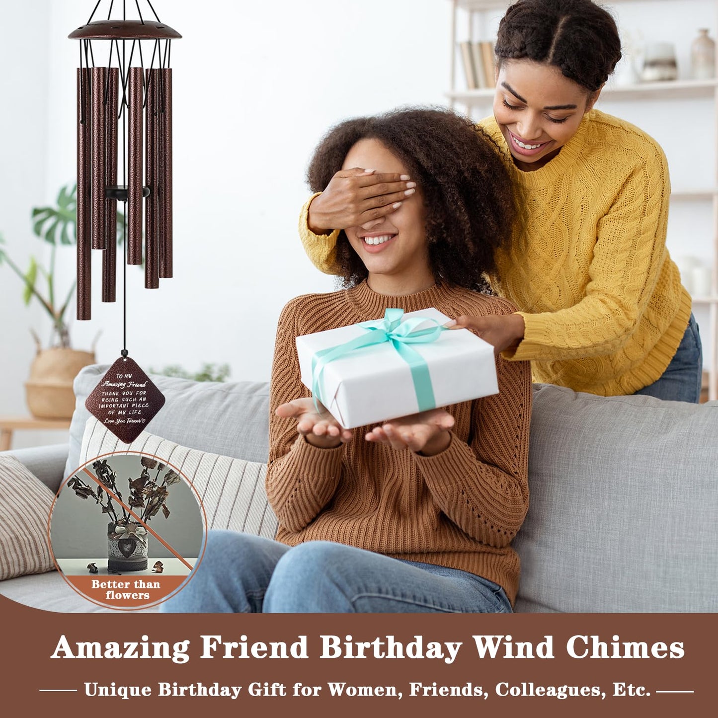 Doopeer Birthday Gifts for Women Men, Unique Birthday Gift Ideas for Her, Friends, Coworkers, Colleague, 32" Bronze Wind Chimes