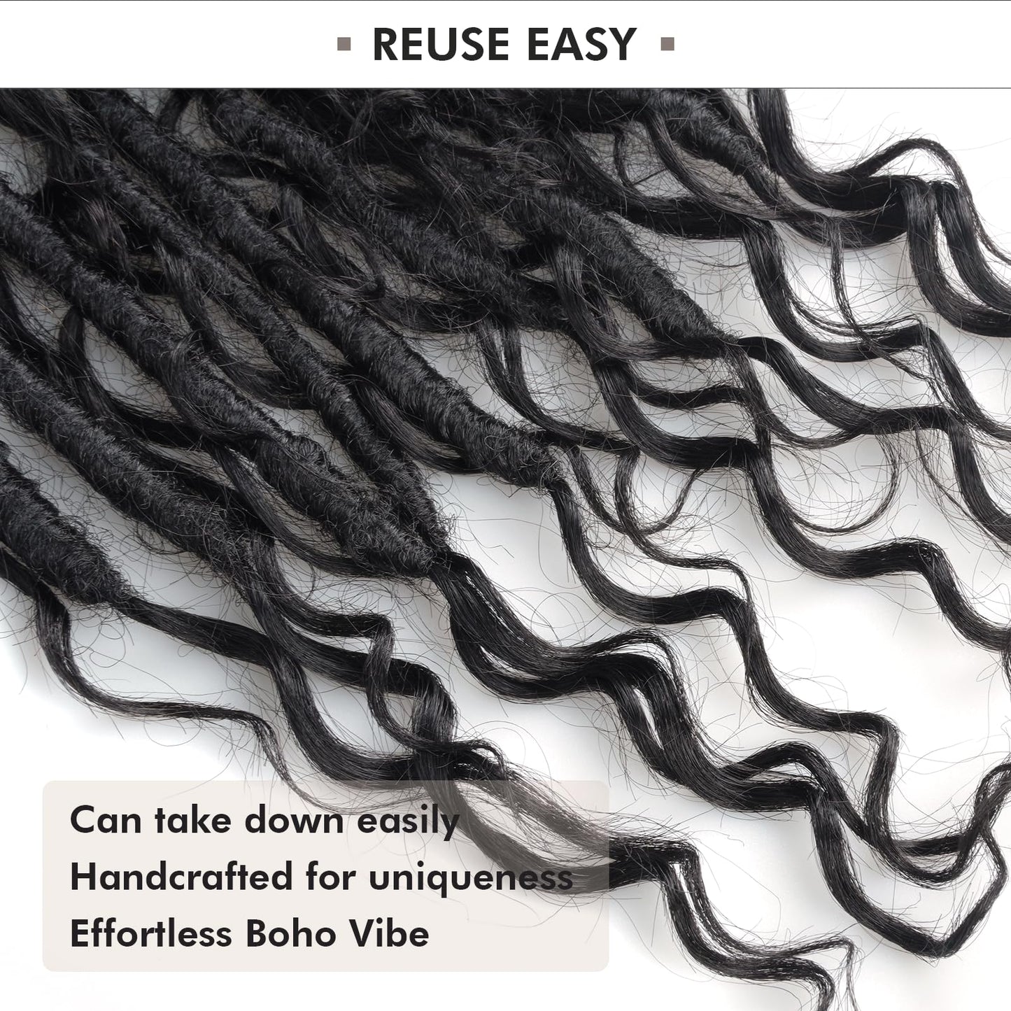 ToyoTress Boho Butterfly Locs With Human Hair Curls - 10 Inch 8 Packs Natural Black Hand Twisted Pre-Looped Crochet Locs, Boho F