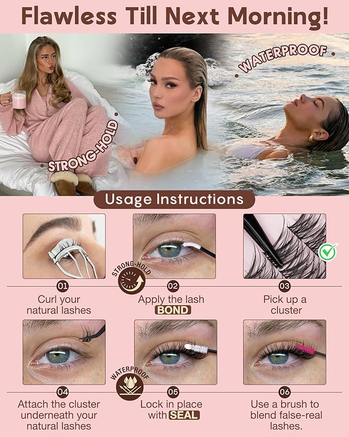 Wispy Lash Clusters Kit Mascara-like Natural Eyelash Clusters Lashes Cluster Eyelash Extensions Kit 10-16mm False Eyelashes Individual Lashes C Curl Lash Extension Kit For DIY