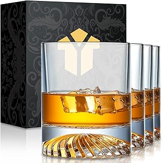 OPAYLY Whiskey Glasses Old Fashioned Glasses Set of 4 12oz Rocks Glasses Gift for Men Women Drinking Bourbon Scotch Cockta...