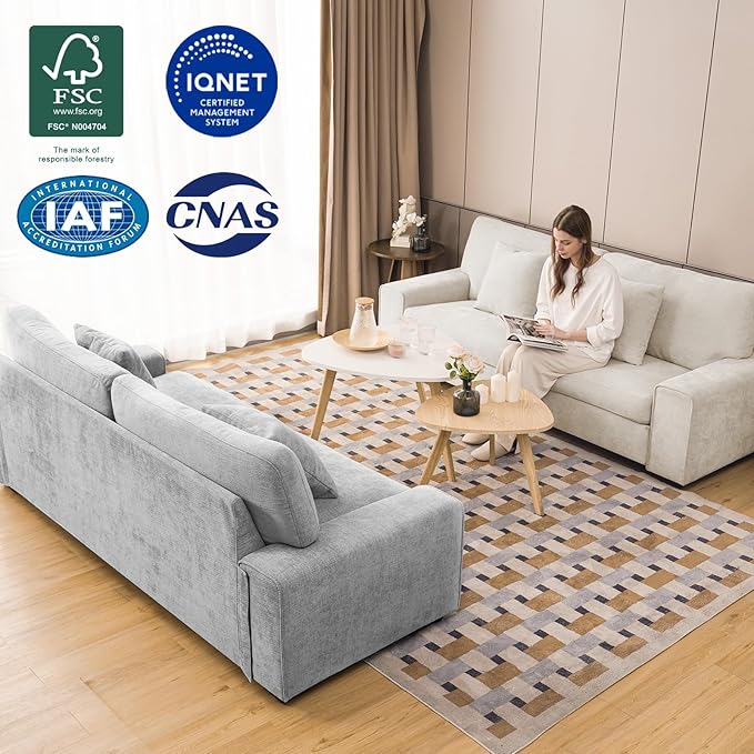 DOPEDIO Modern Loveseat Sofa for Living Room,Chenille Recliner, Removable Cover, Spring Cushions, Solid Wood Frame, Easy Assembly for Small Spaces (71.25inch,Dark Grey)