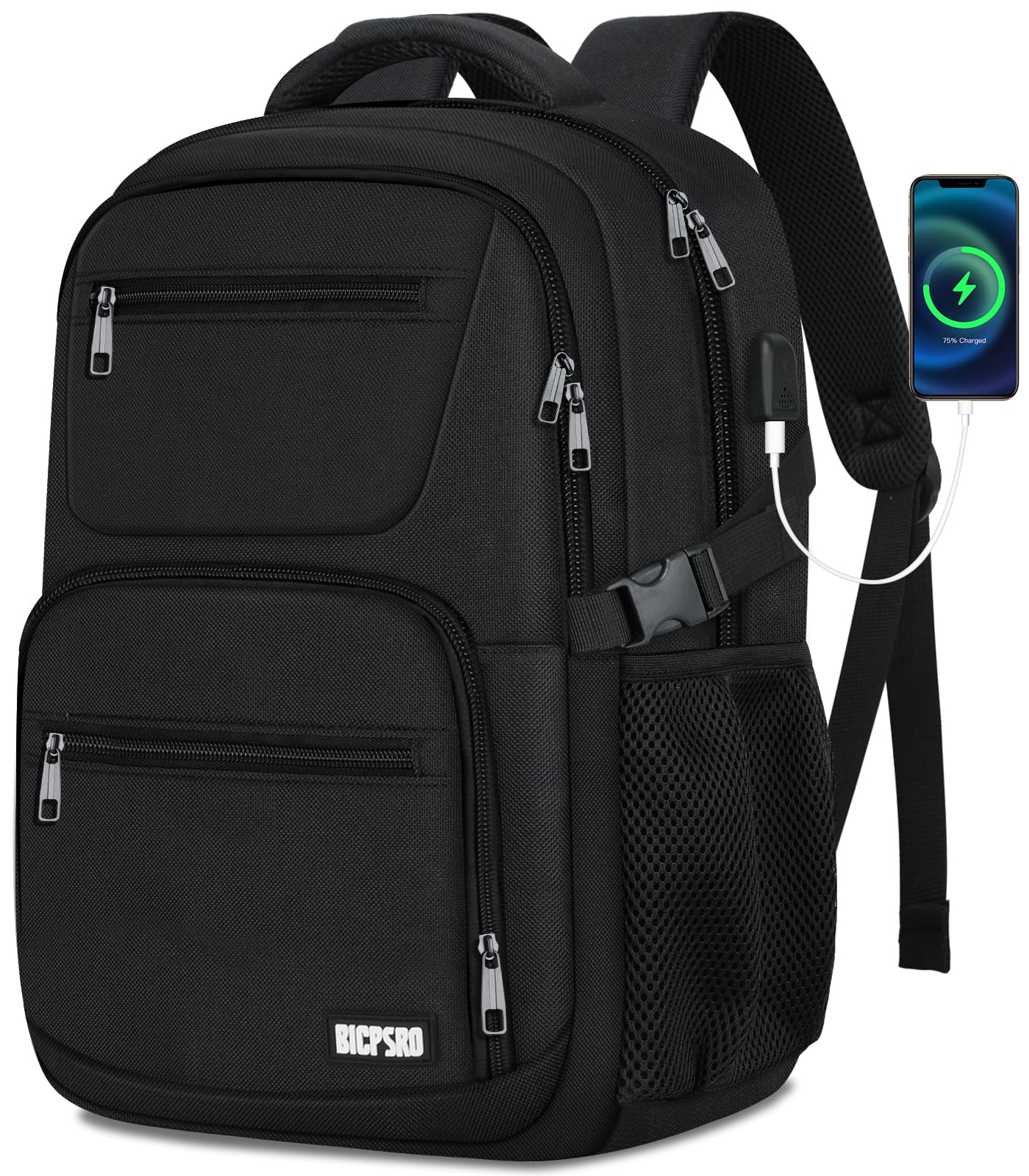 Black backpack for school, School Backpack for boys teens, Laptop Backpacks for men, College high middle school bookbag Fits15.6 Inch Laptop with USB Charging Port, Boys backpack, Book bag -Like New