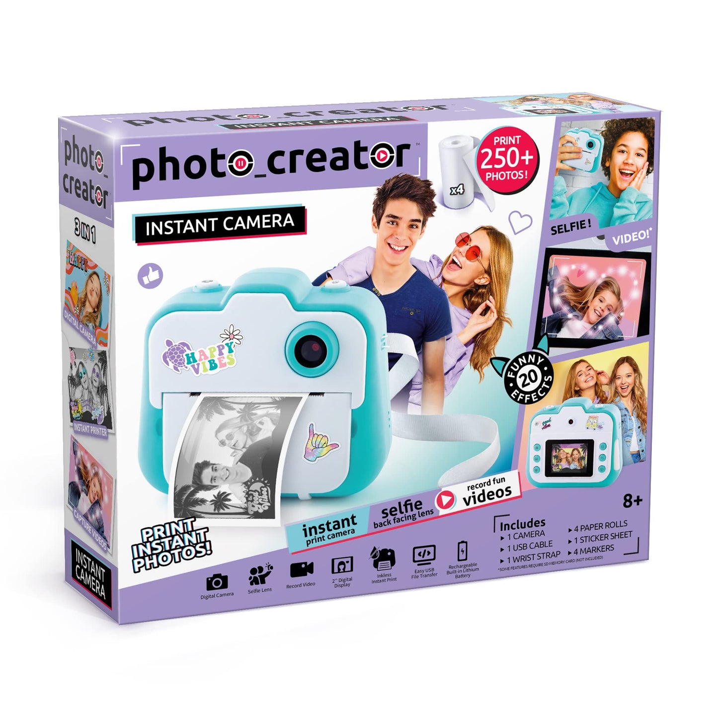 Canal Toys Photo Creator Instant Print Camera - Photo Selfie and Video - Thermal Paper for 250 Photos - LCD Screen. 8+ Blue-New